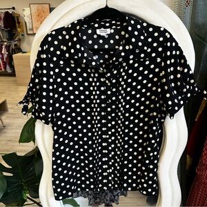 Unique Vintage Black and White Polka Dot Women's Top